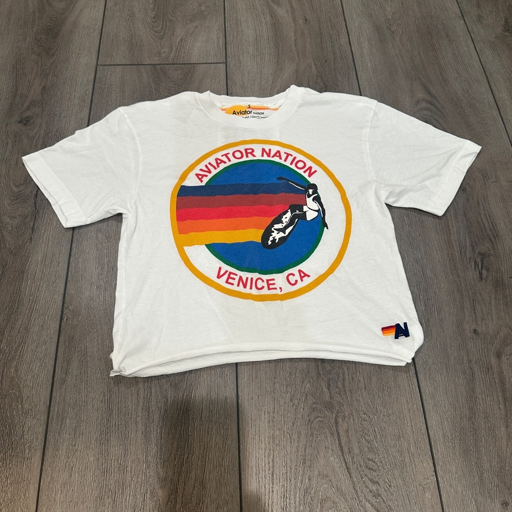 Women’s Aviator Nation White Short Sleeve Tee
